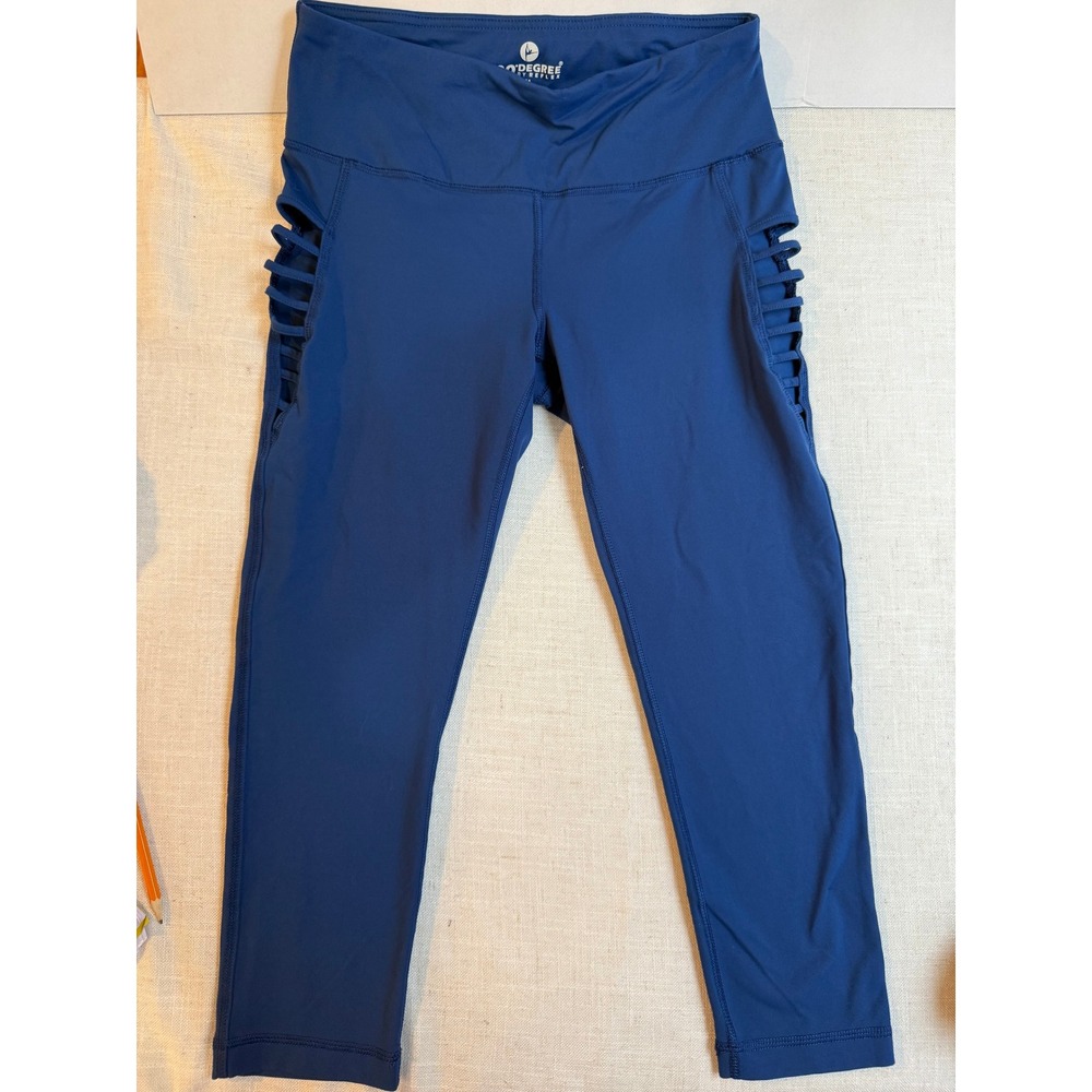 90 Degree By Reflex Blue Cutout Capri Leggings Athletic Workout Women's M